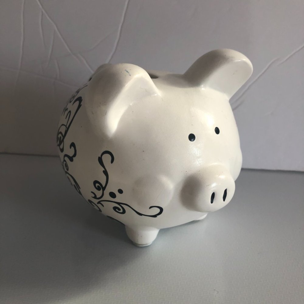 Vintage Qixing White/Black decorative Piggy Bank